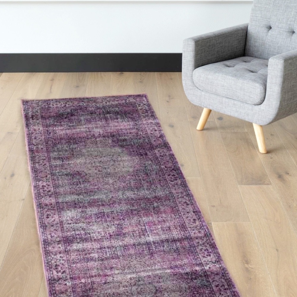 nuLOOM New Runner Rug Antique Look Purple & Gray